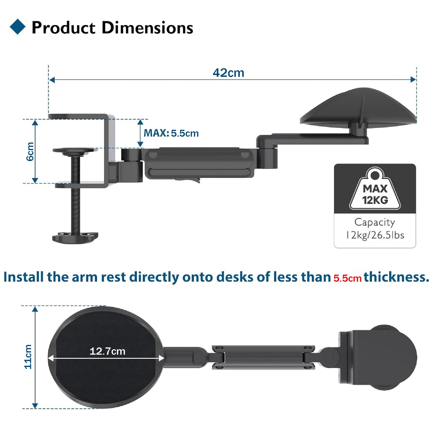 REPOSABRAZOS AJUSTABLE GIRATORIO 360