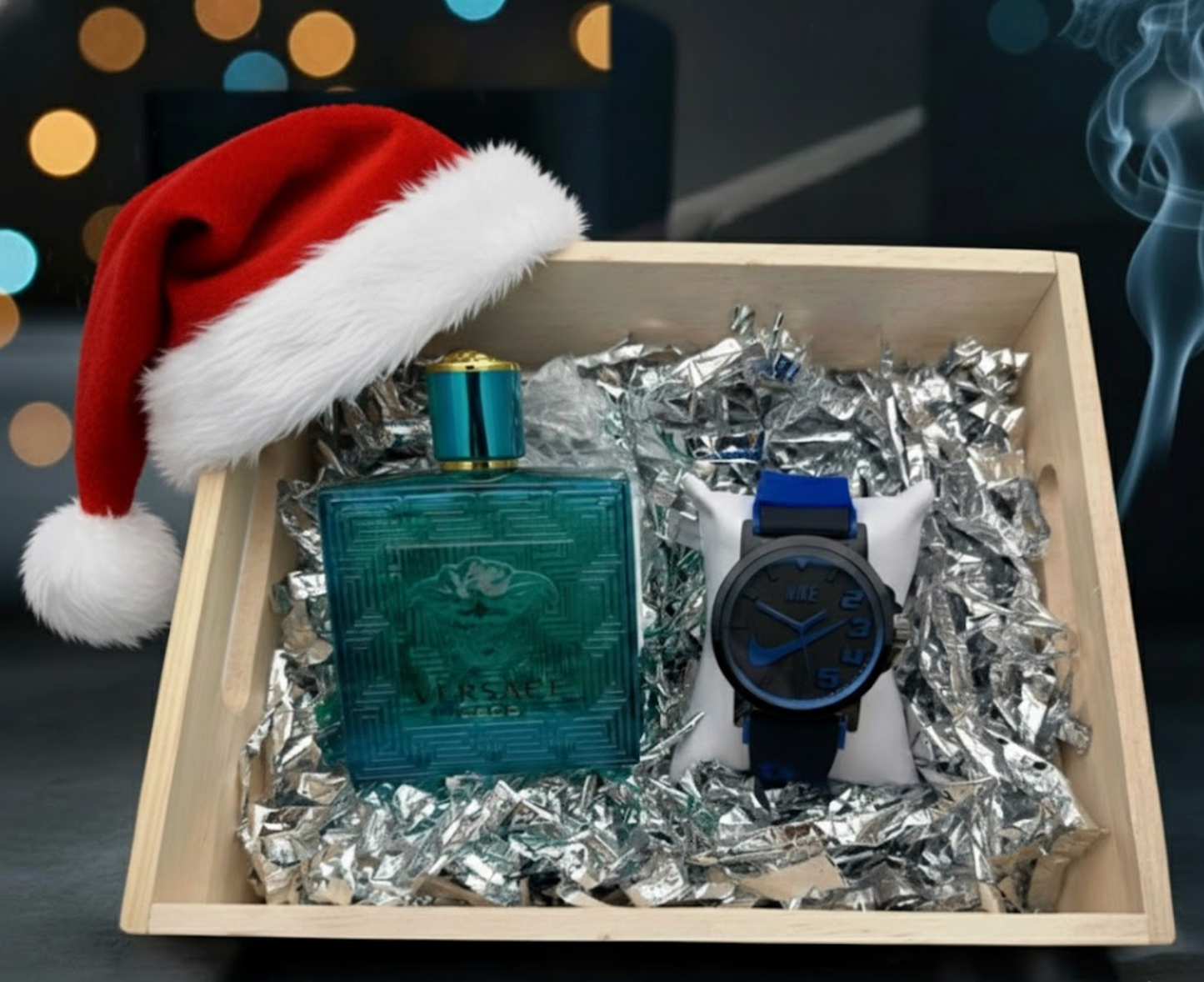 CAJA DE LUJO PARA HOMBRES PERFUME + RELOJ.