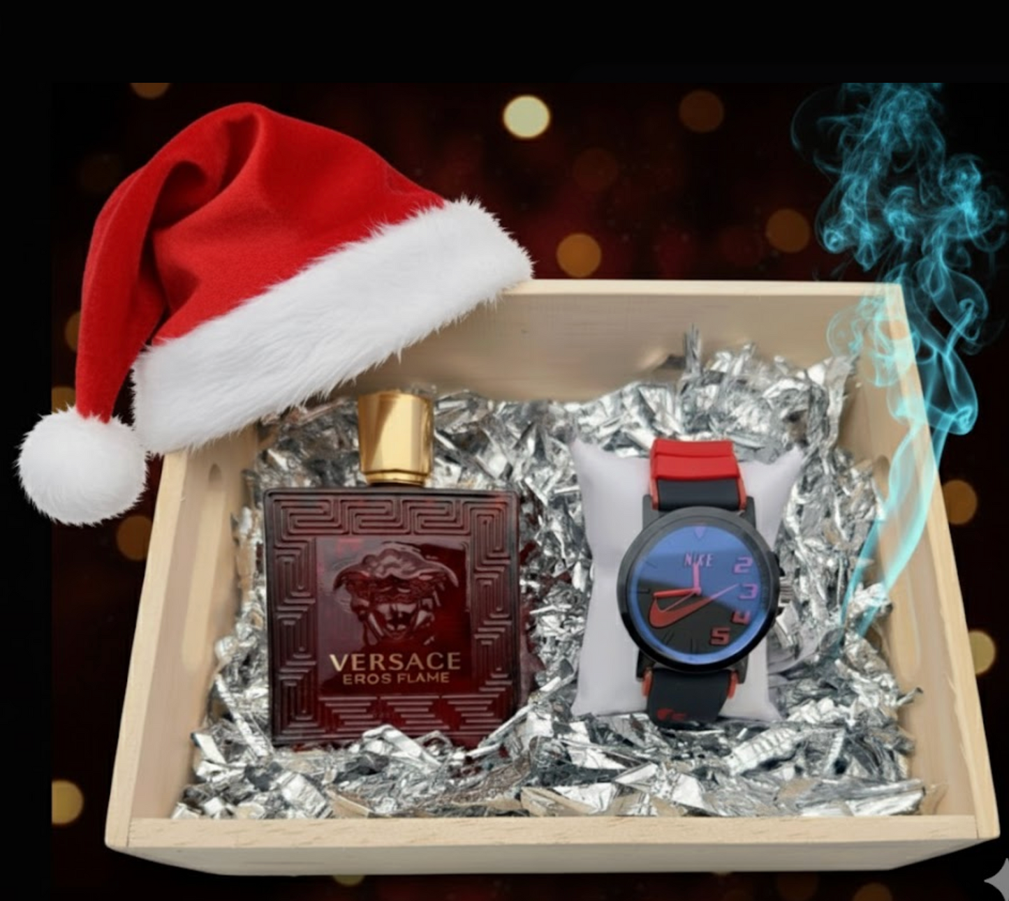 CAJA DE LUJO PARA HOMBRES PERFUME + RELOJ.